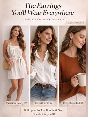 Boho Wooden Tiered Disc Dangle Earrings Brown Statement